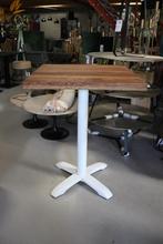 Leuke vierkante halfhoge statafel bartafel metaal hout wit