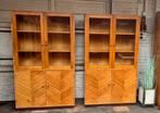 Vintage Houten Schoolkast | Vitrinekast | Boekenkast Set, 2033NJ, Glas, 150 tot 200 cm, Vintage