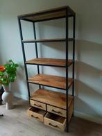 Prachtige Stellingkast Mangohout/Metaal 193cm/80cm/40cm, Ophalen, Nieuw