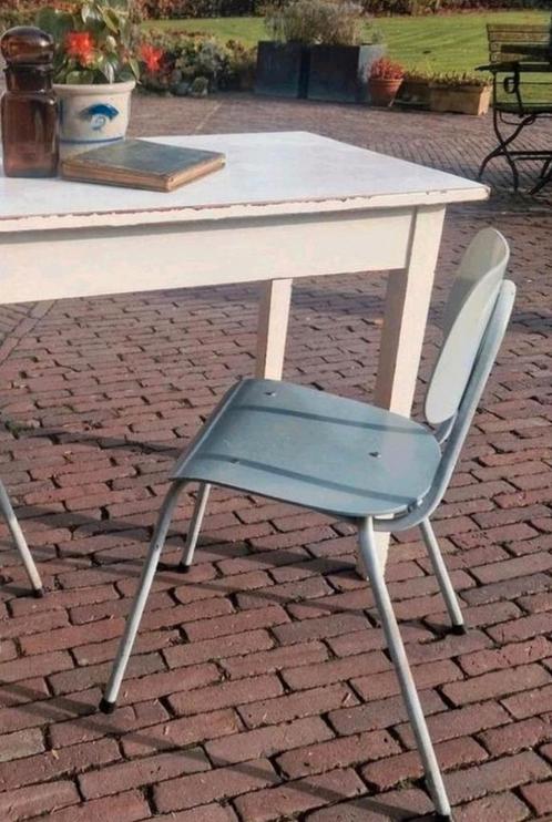 Bauhaus Buisframe Stoel Jaren 50/60, Huis en Inrichting, Stoelen, Gebruikt, Eén, Hout, Metaal, Blauw, Ophalen
