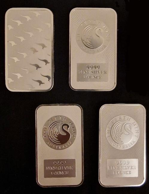 4x 1 oz Australian Perth Mint Zilver Baren, Postzegels en Munten, Edelmetalen en Baren, Zilver, Ophalen of Verzenden
