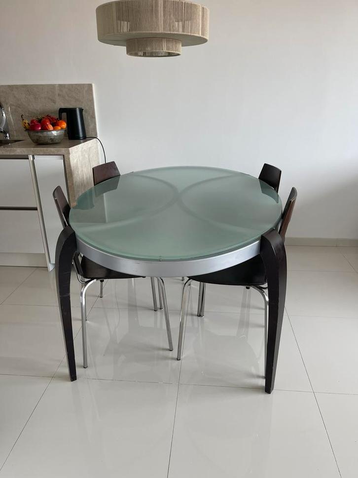 Eethoek, Huis en Inrichting, Tafels | Eettafels, Zo goed als nieuw, 50 tot 100 cm, 100 tot 150 cm, Rechthoekig, Metaal, Ophalen of Verzenden