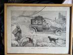 Oude ingelijste prent van Renault, Antiek en Kunst, Kunst | Tekeningen en Foto's, Ophalen