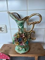 Antieke Porseleinen Schenkkan met Bladgoud uit België. Uniek, Antiek en Kunst, Antiek | Vazen, Ophalen of Verzenden