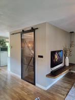 Zwarte stalen schuifdeur met rookglas 90 x 220, Ophalen, Zo goed als nieuw, Zwart