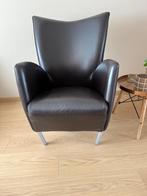 Bruine leren Tulipe stoel, Huis en Inrichting, Fauteuils, Ophalen, Zo goed als nieuw, 75 tot 100 cm