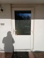 Kunststof deur met dubbel glas en slot, Gebruikt, Buitendeur, Glas, 200 tot 215 cm