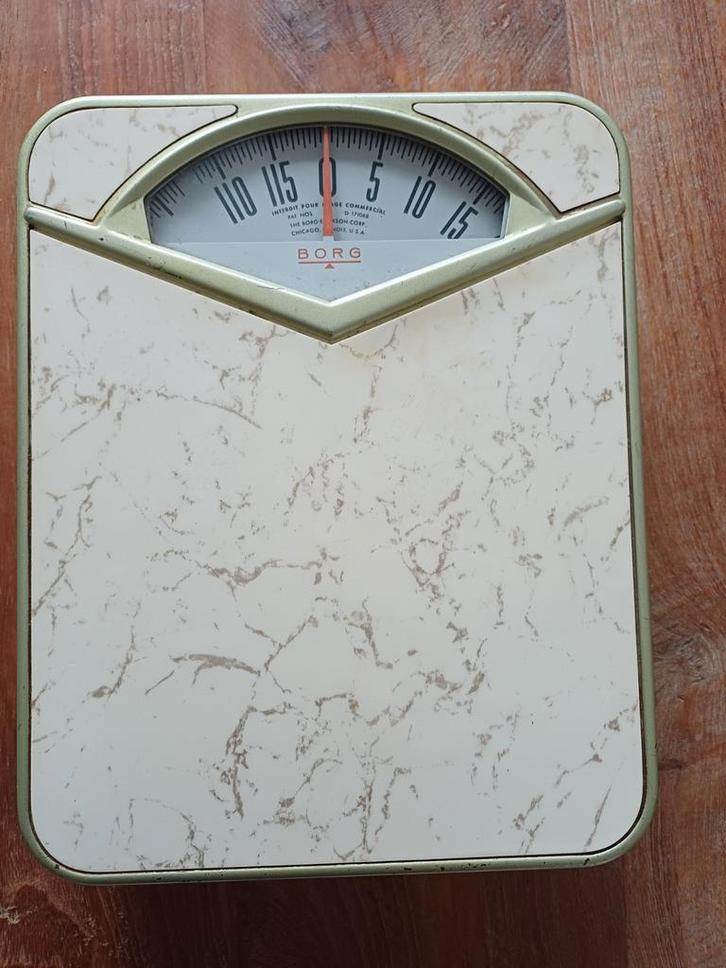Vintage Borg Personenweegschaal, Witgoed en Apparatuur, Weegschalen, Gebruikt, Analoog, Personenweegschaal, 1 tot 500 gram, 100 kg of meer