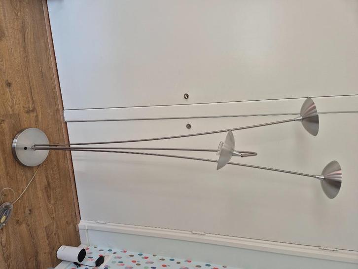 Staande vloerlamp rvs + bijpassende plafondlamp, Huis en Inrichting, Lampen | Vloerlampen, Zo goed als nieuw, 150 tot 200 cm, Metaal