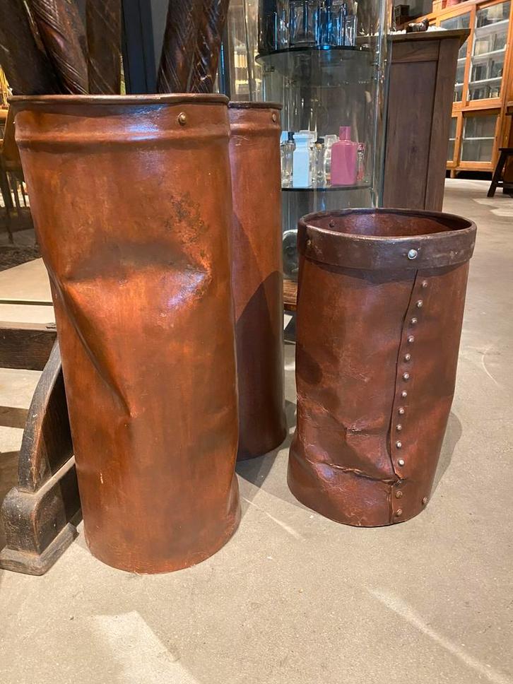Vintage leren paraplubakken in diverse hoogtes, Huis en Inrichting, Woonaccessoires | Paraplubakken, Ophalen of Verzenden