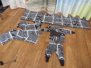 zwart/blauw wit batik tuniek wikkelrok one size + kinderset beschikbaar voor biedingen