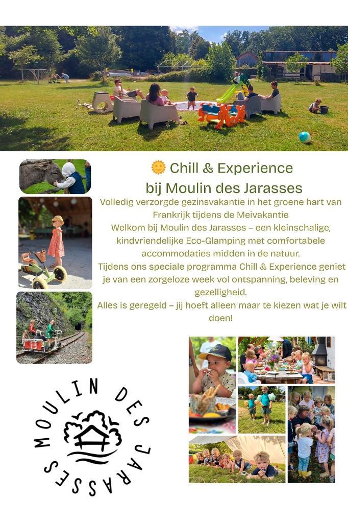 Chill & Experience MEIVAKANTIE, Vakantie, Campings, Aan meer of rivier, In bos, Jacuzzi, Kinderbed, Sauna, Speeltuin, Tuin, Wasmachine