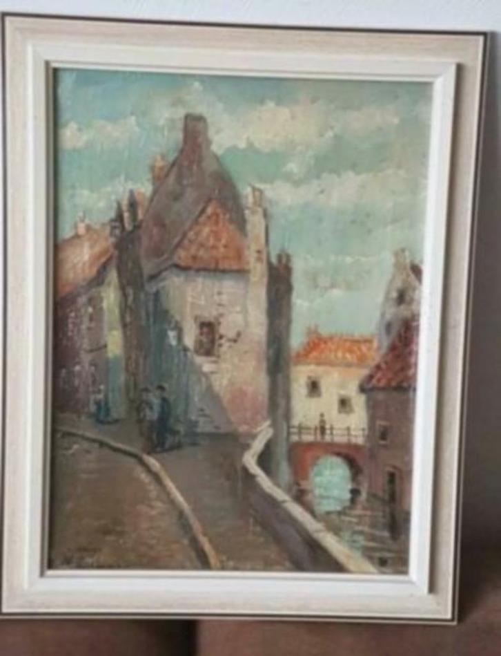 schilderij Jeker Bonnefantenstraat Ezelmarkt Maastricht, Antiek en Kunst, Kunst | Schilderijen | Klassiek, Ophalen