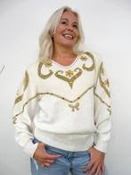 *Abfab Vintage Creme Trui met Goud 42*, Ophalen of Verzenden, Zo goed als nieuw, Maat 42/44 (L), Beige