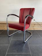 2 Gispen 412 fauteuils , bordeaux rood leder, Huis en Inrichting, Minder dan 75 cm, Design, Zo goed als nieuw, Metaal