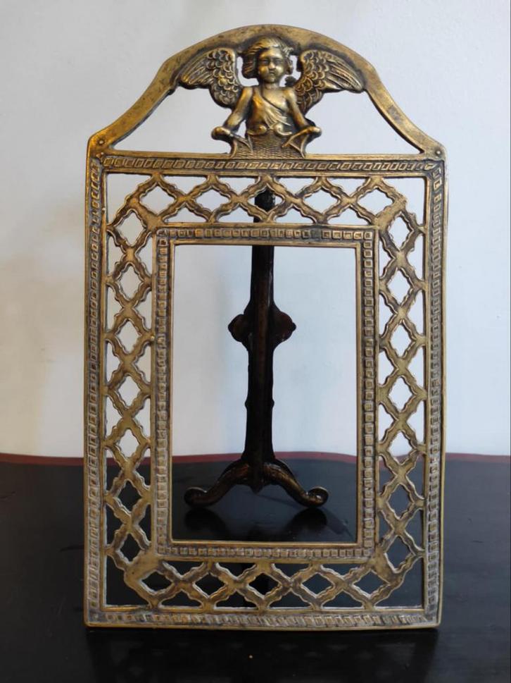 Antiek koperen fotolijstje met engeltje, Antiek en Kunst, Antiek | Koper en Brons, Koper, Ophalen of Verzenden