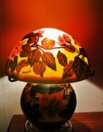 Paddenstoellamp vintage glas bloem bladmotief tafel lamp, Antiek en Kunst, Ophalen
