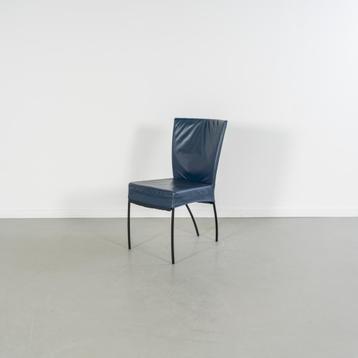 4x Montis Spica Stoel Blauw Leder - Zwart Frame beschikbaar voor biedingen