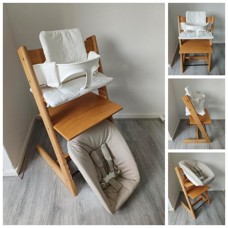 Stokke Tripp Trapp naturel+babyset,newbornset,gratis kussen, Kinderen en Baby's, Kinderstoelen, Zo goed als nieuw, Meegroeistoel