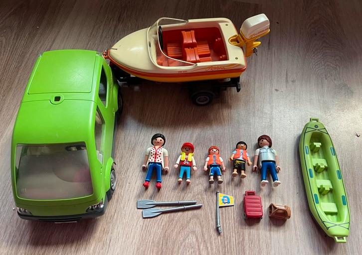 Playmobil Gezinsauto met speedboot  4144 + extra kano, Kinderen en Baby's, Speelgoed | Playmobil, Gebruikt, Complete set, Ophalen of Verzenden