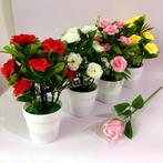 Kunstrozen Met Pot / Kunstroos Kunst Roos Rozen Kunstbloemen, Verzenden, Nieuw