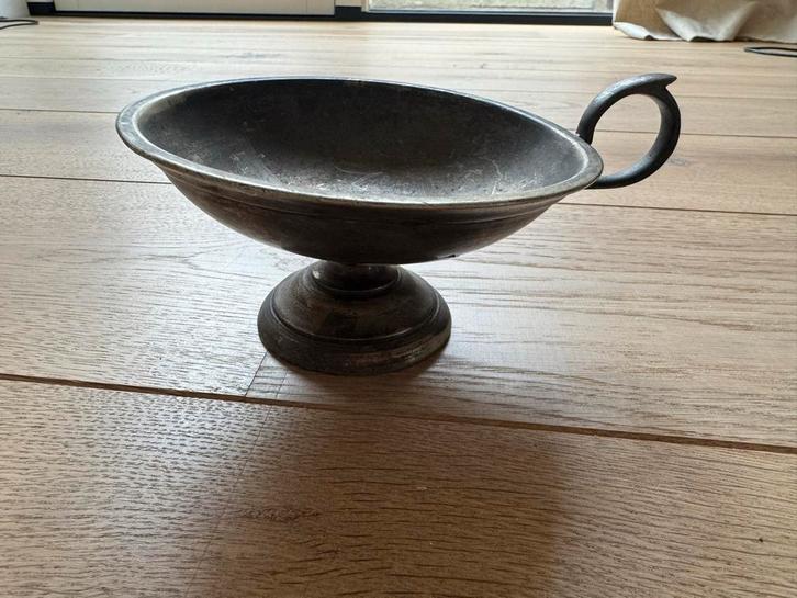 Antieke Tinnen Wijnbeker met Handvat, Antiek en Kunst, Antiek | Tin, Ophalen of Verzenden