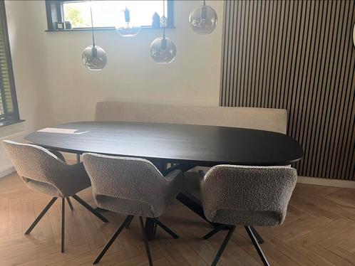 Draaibare Eetkamerstoel Eleonora Bouclé 3 stuks, Huis en Inrichting, Stoelen, Zo goed als nieuw, Drie, Grijs, Ophalen