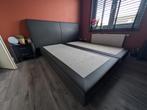 Complete Boxspring 180x200 cm + 2 Nachtkastjes – Antraciet, Ophalen, Gebruikt, Tweepersoons, 180 cm