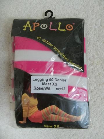 Legging/Panty roze/wit gestreept maat XS 60 Denier (049)  beschikbaar voor biedingen