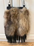 Leren tas met bont, Sieraden, Tassen en Uiterlijk, Tassen | Damestassen, Ophalen of Verzenden, Gebruikt, Zwart, Handtas