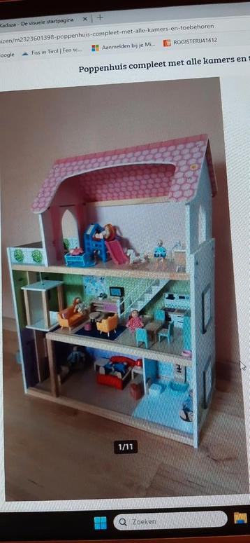 Groot poppenhuis compleet beschikbaar voor biedingen