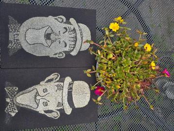 Schilderijtjes van  LAUREL en HARDY beschikbaar voor biedingen