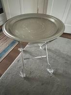 Inklapbare bijzettafel met dienblad, metaal,stevig!, Minder dan 55 cm, Metaal of Aluminium, Rond, Ophalen of Verzenden