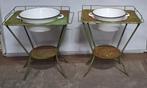 2 x vintage / brocante metalen wastafel + emaille tobbe, Ophalen