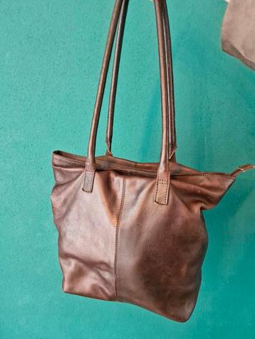 Echte lederen bruine tas van Manfield.  beschikbaar voor biedingen