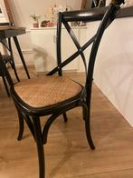 6x black wooden dining chairs – rattan seat, Ophalen, Gebruikt, Zwart
