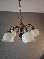 Kroonluchter met porseleinen kapjes, Ophalen, Gebruikt, Glas, Vintage