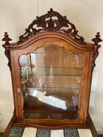 Antieke sierlijke mahonie houten vitrine kast Mooie kroon, Antiek en Kunst, Ophalen
