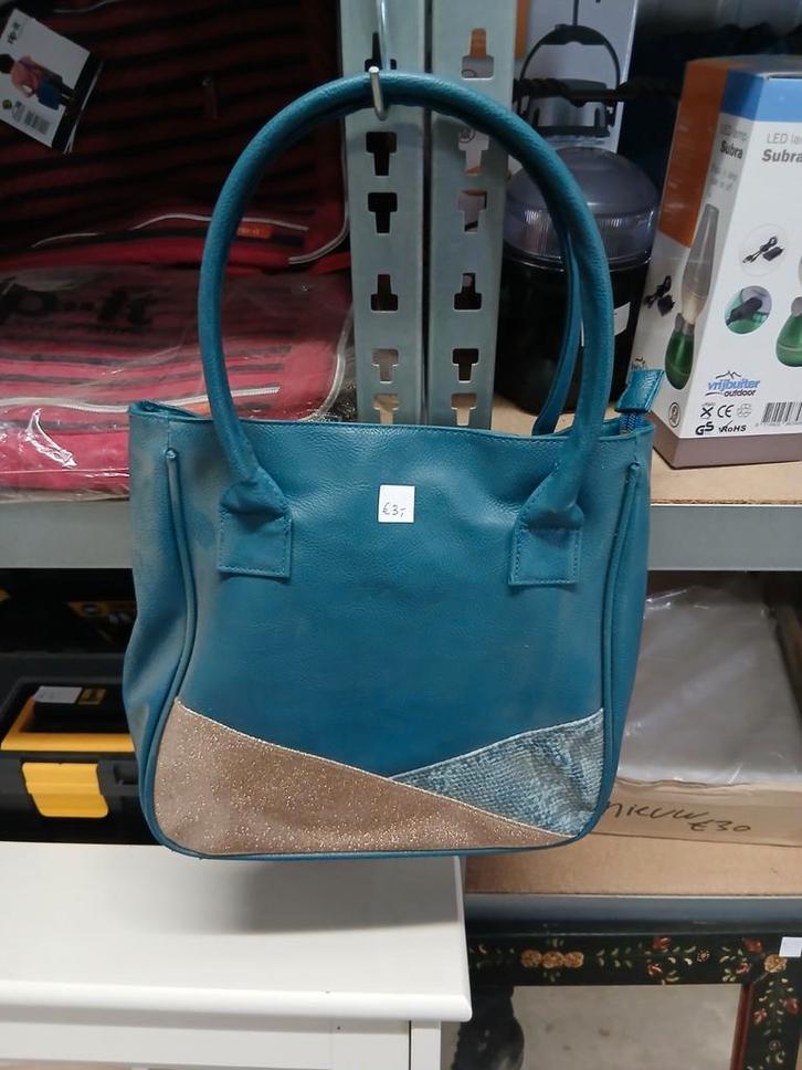 Blauwe Handtas met Accentkleuren, Sieraden, Tassen en Uiterlijk, Tassen | Damestassen, Gebruikt, Handtas, Blauw, Ophalen