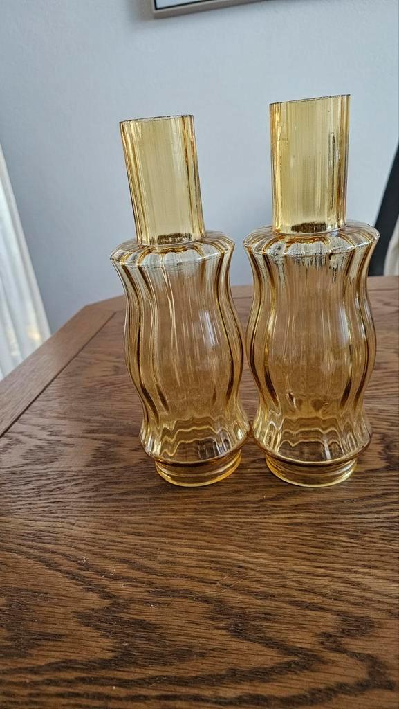 Vintage Amber Glazen Lampenkappen - Handgemaakt, Huis en Inrichting, Woonaccessoires | Vazen, Nieuw, Overige kleuren, Minder dan 50 cm