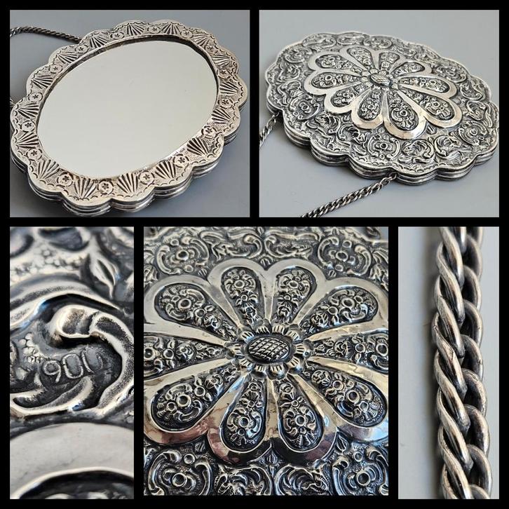 Antiek zilver,  zilveren spiegel, Ottomaans, bruidsschat, Antiek en Kunst, Antiek | Goud en Zilver, Zilver, Ophalen of Verzenden