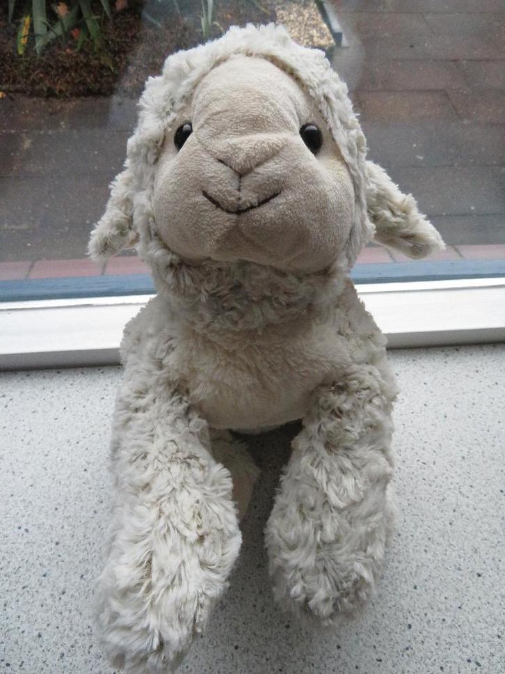 Schaap merk PIA International zacht krullerig velours, Kinderen en Baby's, Speelgoed | Knuffels en Pluche, Zo goed als nieuw, Overige typen