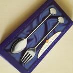 SHELL Verzilverd gebaksvorkje + theelepeltje, Verzenden, Zo goed als nieuw, Overige materialen, Bestekset