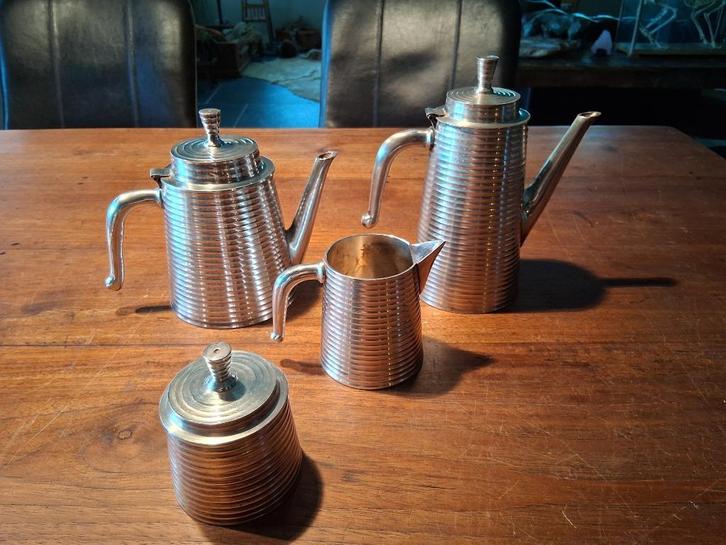 Verzilverde thee en koffie set, Antiek en Kunst, Antiek | Goud en Zilver, Zilver, Ophalen of Verzenden
