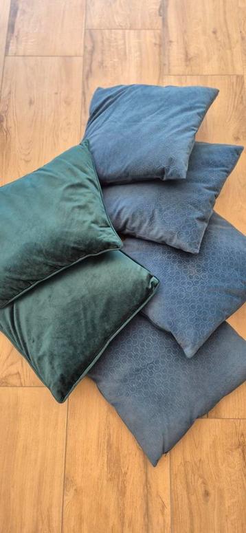 Set van 6 Sierkussens - Blauw & Groen beschikbaar voor biedingen
