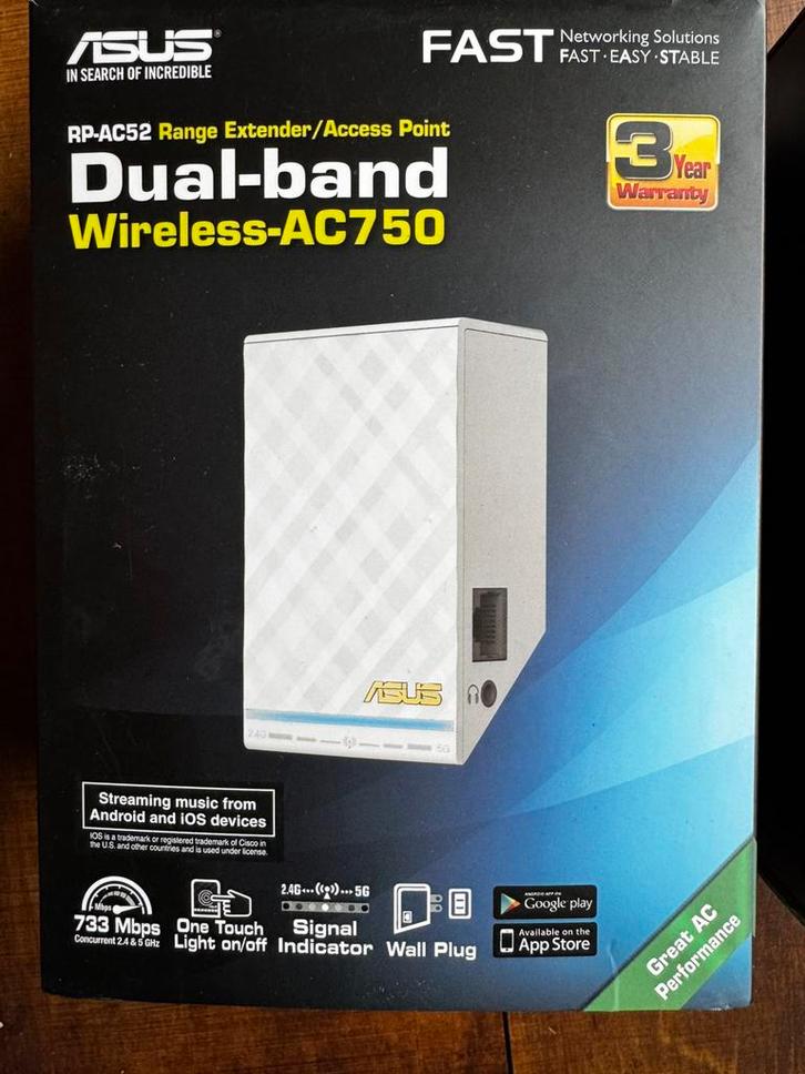 Asus rp-ac52 dual-band wireless- ac750, Computers en Software, Harde schijven, Nieuw, Laptop, USB, Ophalen