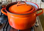 Vintage Emaille Soeppan Oranje Grijs, Huis en Inrichting, Keuken | Potten en Pannen, Overige materialen, Gebruikt, Inductieplaat