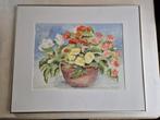 Aquarel bloemen oranje rood geel vintage brocant landelijk, Ophalen