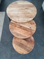 Salontafels Mangohout, 50 tot 100 cm, Rond, Zo goed als nieuw, Minder dan 50 cm
