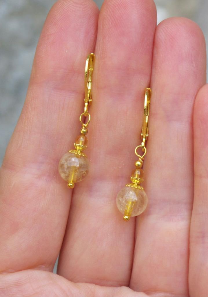 Prachtige kleine oorbellen met citrien edelstenen, Sieraden, Tassen en Uiterlijk, Oorbellen, Nieuw, Hangers, Overige materialen